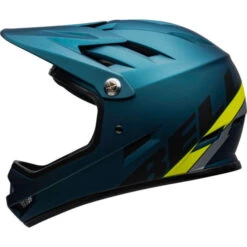 Casque Bell Sanction Bleu/Jaune Fluo -Vélo Pièces Magasin casque bell sanction bleu jaune fluo 2