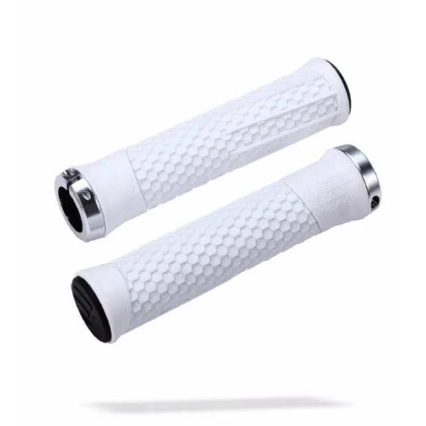 Poignées VTT BBB Python 142mm - Blanc/Argent 3 Poignées VTT BBB Python 142mm - Blanc/Argent